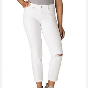 Levi's signature mid rise skin cuff white jeans